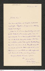 Nachlass Franz Steindachner, Brief von Anton Dohrn an Franz Steindachner (24.01.1881), Inv.Nr. 112.01, Seite 1